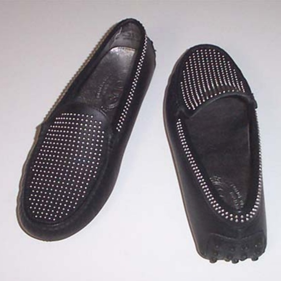 NEW TOD'S blk studded loafers Moccasin 36.5 - Picture 3 of 5